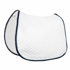 TuffRider Basic All Purpose Pad With Trim And Piping 23 TuffRider Basic All Purpose Pad With Trim And Piping -Farm House Tack Sales Shop 100558 JPC TuffRider.Basic .AllPurpose.Saddle.Pad .Trim Piping White.Navy .LightBlue Side