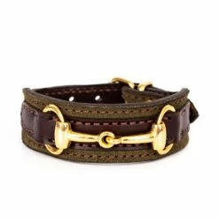 Perri's Padded Bit Bracelet -Farm House Tack Sales Shop 120 Perris Padded.Bit .Bracelet LG.Hav .Leath Brass.Bit Front