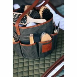 Sixteen Cypress Wax Canvas Grooming Tote -Farm House Tack Sales Shop 16C GT S Wax.Canvas.Grooming.Tote Spruce CloseUp2