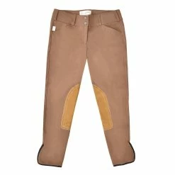 Tailored Sportsman Low Rise Front Zip Vintage Knee Patch Breeches -Farm House Tack Sales Shop 1967 Canyon.Tan 01