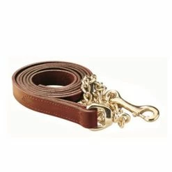 Perri's 1" Leather Lead With Chain 7 Perri's 1" Leather Lead With Chain -Farm House Tack Sales Shop 420 Perris 1.inch .Leather.Lead .w.Chain Chestnut.w.Brass Front