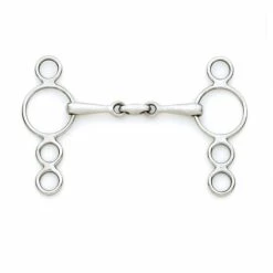 Centaur Stainless Steel Small Cheek 3-Ring Gag With Center Peanut Bit