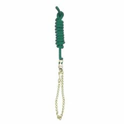 Perri's Nylon Lead With Chain -Farm House Tack Sales Shop 490 Perris Nylon.Lead .with .Chain Hunter.Green
