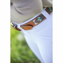 Penelope Pearl Belt -Farm House Tack Sales Shop 96001260 French.Eq Penelope Pearl.Belt Brandy.Turquoise