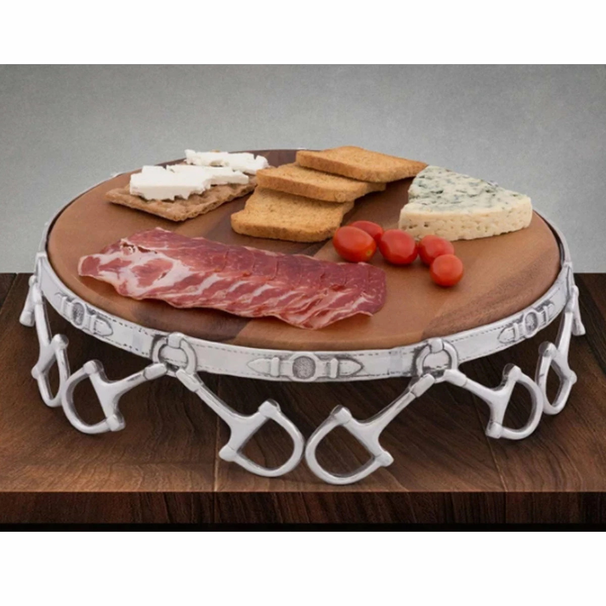 Arthur Court Equestrian Wooden Cheese Pedestal 2 Arthur Court Equestrian Wooden Cheese Pedestal - Image 2