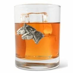 Arthur Court Running Horse Double Old Fashioned Glass