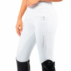 Samshield Women's Alpha Knee Grip Breeches -Farm House Tack Sales Shop ALPHA KG TT White Detail