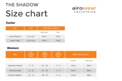 Airowear Shadow Body Protector -Farm House Tack Sales Shop AirowearShadowSizeChart
