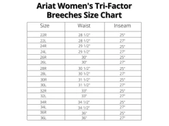 Ariat Women's Tri Factor Grip Full Seat Breeches - Seasonal Colors -Farm House Tack Sales Shop Ariat Trifactor Sizechart 5b8876fd db0f 464a 87f0 4348a8f49bff
