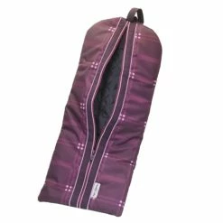 Chestnut Bay Quilted Lined Bridle Bag -Farm House Tack Sales Shop CB9210 Chestnut.Bay Quilted.Lined .Bridle.Bag Plum.Plaid
