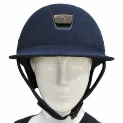 Samshield Custom Miss Shield Blue Alcantara Helmet -Farm House Tack Sales Shop Custom Samshield Miss.Shield Helmet Suede Navy On Mannequin 00