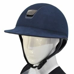 Samshield Custom Miss Shield Blue Alcantara Helmet -Farm House Tack Sales Shop Custom Samshield Miss.Shield Helmet Suede Navy On Mannequin 02