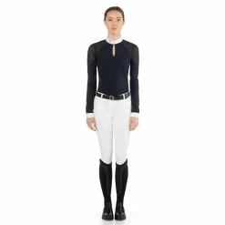 EGO 7 Women's Teresa Long Sleeve Show Shirt -Farm House Tack Sales Shop EGO7 Teresa.LS Navy Front.2