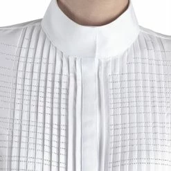 Equiline Women's GollyG Long Sleeve Show Shirt -Farm House Tack Sales Shop EQline GollyG.LS .Show .Shirt White Close.Up