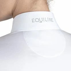 Equiline Women's GollyG Long Sleeve Show Shirt -Farm House Tack Sales Shop EQline GollyG.LS .Show .Shirt White Detail