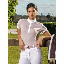 Equiline Women's GinnyG Competition Polo With Microstuds -Farm House Tack Sales Shop EQline H00876 GinnyG Violet.Ice IRL