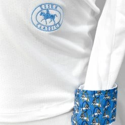 Essex Classics Ladies "Lions" Talent Yarn Straight Collar Long Sleeve Show Shirt -Farm House Tack Sales Shop ESL32 W2 Blue.Lions Straight