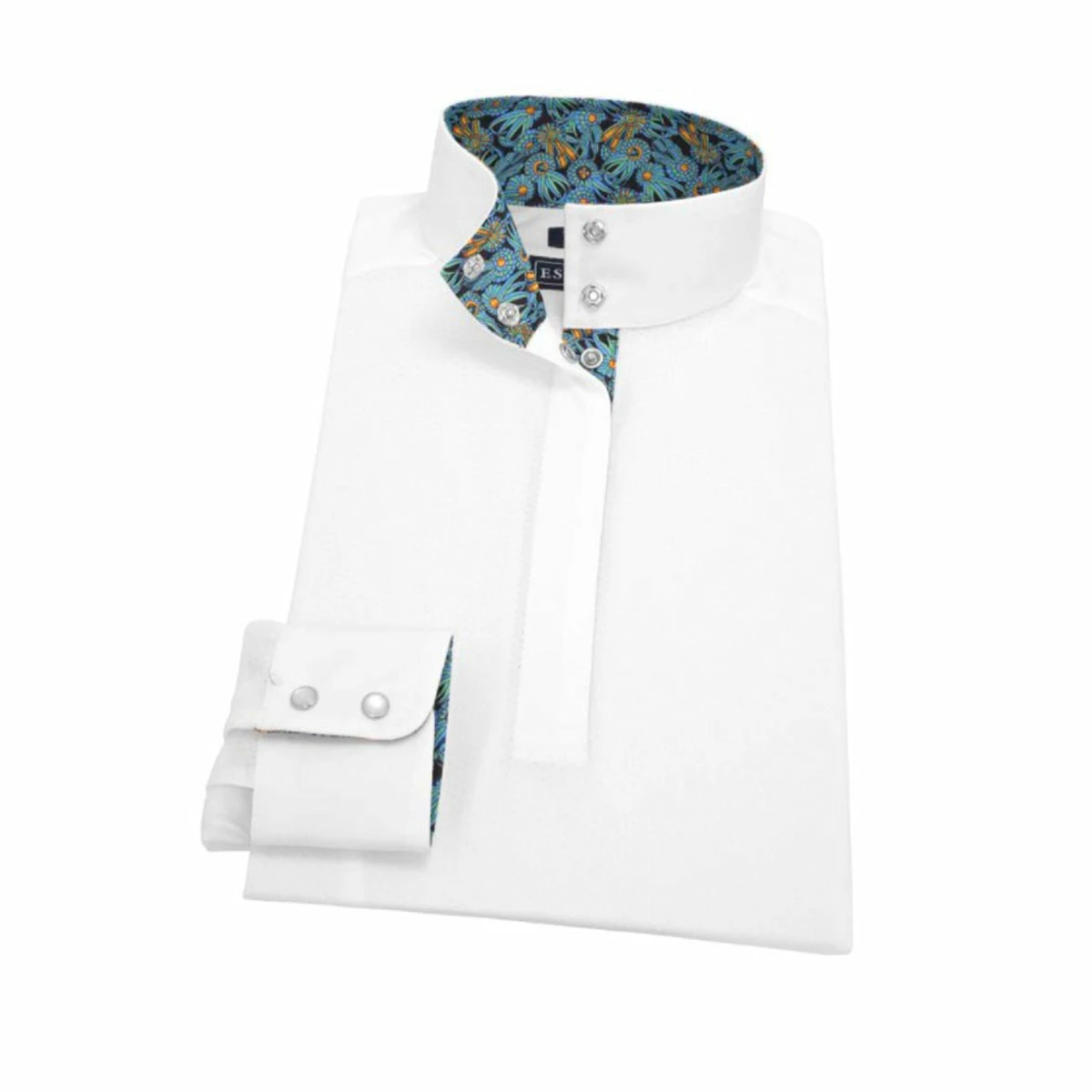 Essex Classics Ladies "Rosettes" Talent Yarn Straight Collar Long Sleeve Show Shirt 1 Essex Classics Ladies "Rosettes" Talent Yarn Straight Collar Long Sleeve Show Shirt