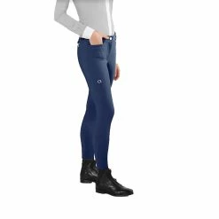 EGO 7 Women's Jumping EJ Knee Patch Breech - Seasonal -Farm House Tack Sales Shop Ego7 Womens.EJ .Breeches Steel.Blue