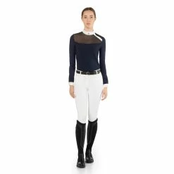 EGO 7 Women's Nina Long Sleeve Show Shirt -Farm House Tack Sales Shop Ego7 Womens.Nina .LS .Show .Shirt Navy Front2
