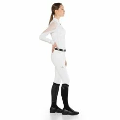 EGO 7 Women's Nina Long Sleeve Show Shirt -Farm House Tack Sales Shop Ego7 Womens.Nina .LS .Show .Shirt White Side
