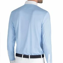 Equiline Evik Men's Competition Polo Long Sleeve Shirt -Farm House Tack Sales Shop Equiline Mens Evik.LS .Competition.Polo .Shirt Light.Blue Back