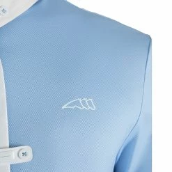 Equiline Evik Men's Competition Polo Long Sleeve Shirt -Farm House Tack Sales Shop Equiline Mens Evik.LS .Competition.Polo .Shirt Light.Blue Logo