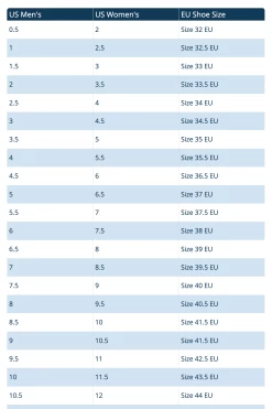 Equiline RudyK Leather Sneakers -Farm House Tack Sales Shop Eu to US shoe size chart
