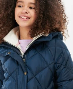 Barbour Girl's Sandyford Quilt Jacket -Farm House Tack Sales Shop GQU0113NY71 Barbour Girls.Sandyford.Quilted.Jacket Navy Front