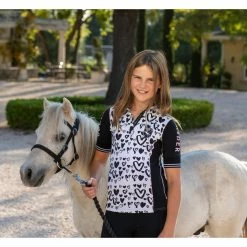 Goode Rider Girl's Elite Polo -Farm House Tack Sales Shop Goode.Rider Girls.Elite .Polo Black.Hearts LS