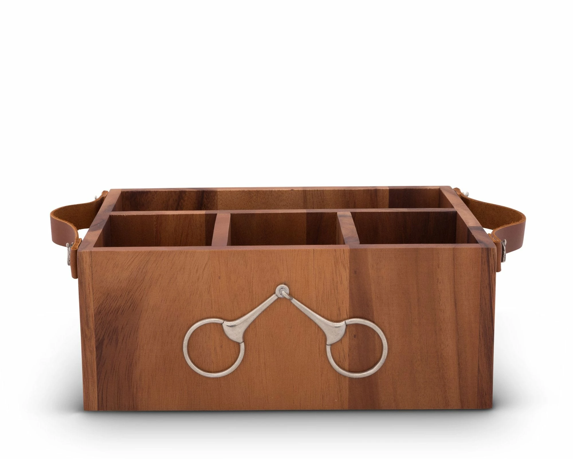 Arthur Court Flatware Caddy - Horse Bits Leather Handles 2 Arthur Court Flatware Caddy - Horse Bits Leather Handles - Image 2