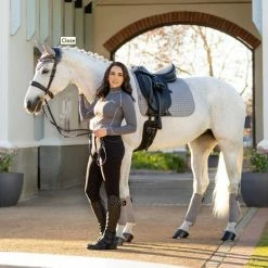 LeMieux Suede Dressage Square Pad 25 LeMieux Suede Dressage Square Pad -Farm House Tack Sales Shop IT01285 LeMieux.Suede .Dressage.Pad Grey Lifestyle