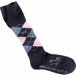 USG Karo Socks 25 USG Karo Socks -Farm House Tack Sales Shop KARO KL.USG Nvy.Jean .Lt .Pink Front