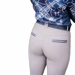 KL Select Gabrielle Full Seat Breeches -Farm House Tack Sales Shop KB020422 KLSelect Gabrielle.Full .Seat .Breech Grey.Navy