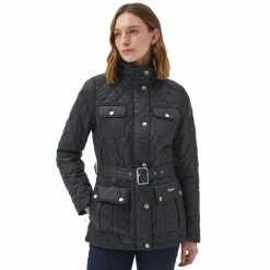 Barbour Women's Belted Country Utility Quilted Jacket -Farm House Tack Sales Shop LQU1639BK11 Barbour Belt.Quilted.Utility.Jacket Black Front.2