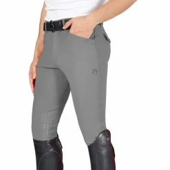 Vestrum Men's San Diego Knee Patch Breeches -Farm House Tack Sales Shop M1015 65002 Vestrum San.Diego Mid.Grip .KP .Regular.Fit .Breech Medium.Grey 01