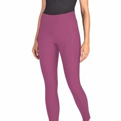 Equiline Women's GelleK High Waist Knee Grip Leggings 5 Equiline Women's GelleK High Waist Knee Grip Leggings -Farm House Tack Sales Shop N09052 EQline GelleK Wood.Violet