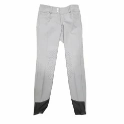RJ Classics Harper Ladies' Natural Rise Silicone Knee Patch Breech -Farm House Tack Sales Shop RJ.Classics Harper.Breeches Grey.Mist Front
