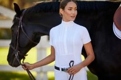 Ariat Womens Luxe Short Sleeve Show Shirt -Farm House Tack Sales Shop S23 WMS ENGL Carmel LaCunha Shot 01 6359 RTL