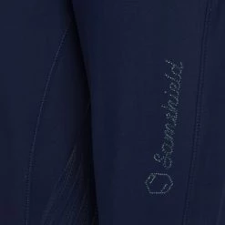 Samshield Women's Clara Knee Grip Breeches -Farm House Tack Sales Shop Samshield Clara.Knee .Grip Night.Blue Logo