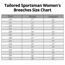 Tailored Sportsman Vintage Mid Rise Front Zip Breeches -Farm House Tack Sales Shop Tailored.Sportsman Womens.Breeches Size.Chart 637ff342 77d5 412a a86c eb9099b96bcb