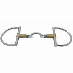 Metalab Jointed Rawhide Leather With Quarter Moon D-ring Snaffle Bit