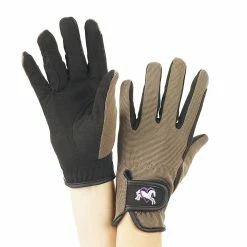 Ovation Child's Hearts & Horses Gloves -Farm House Tack Sales Shop black grey 80427.1590174193.1280.1280