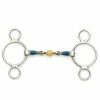 Centaur Blue Steel 2-Ring Gag Bit With Loose Brass Roller Disks