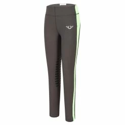 TuffRider Children's Ventilated Schooling Tights -Farm House Tack Sales Shop charcoal neon GREEN 65849.1583525667.1280.1280