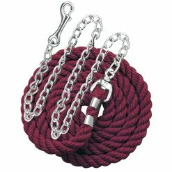 Perri's Cotton Lead With Chain -Farm House Tack Sales Shop leadchain burgundy 00131.1588091733.1280.1280