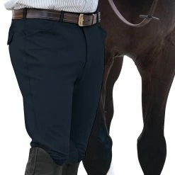 Ovation Men's EuroWeave Front Zip 4-Pocket Knee Patch Breeches -Farm House Tack Sales Shop navy 75151.1588796602.1280.1280