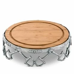 Arthur Court Equestrian Wooden Cheese Pedestal