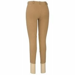 TuffRider Ladies Cotton Lowrise Pull-On Knee Patch Breeches -Farm House Tack Sales Shop sand front2 77341.1588621809.1280.1280