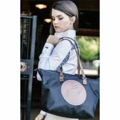 Tucker Tweed Devon Day Bag -Farm House Tack Sales Shop tucker tweed equestrian devon day bag hunter jumper on.model